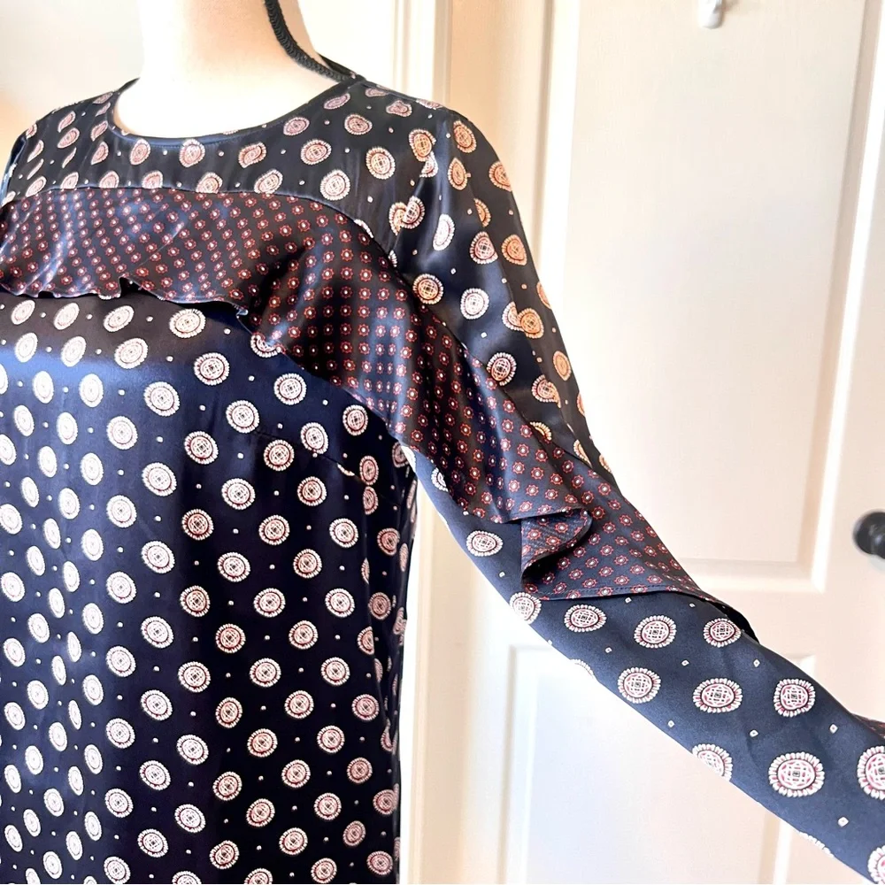 BANANA REPUBLIC Luxurious Silk Printed Long Sleeve Shift Dress—SZ. 2